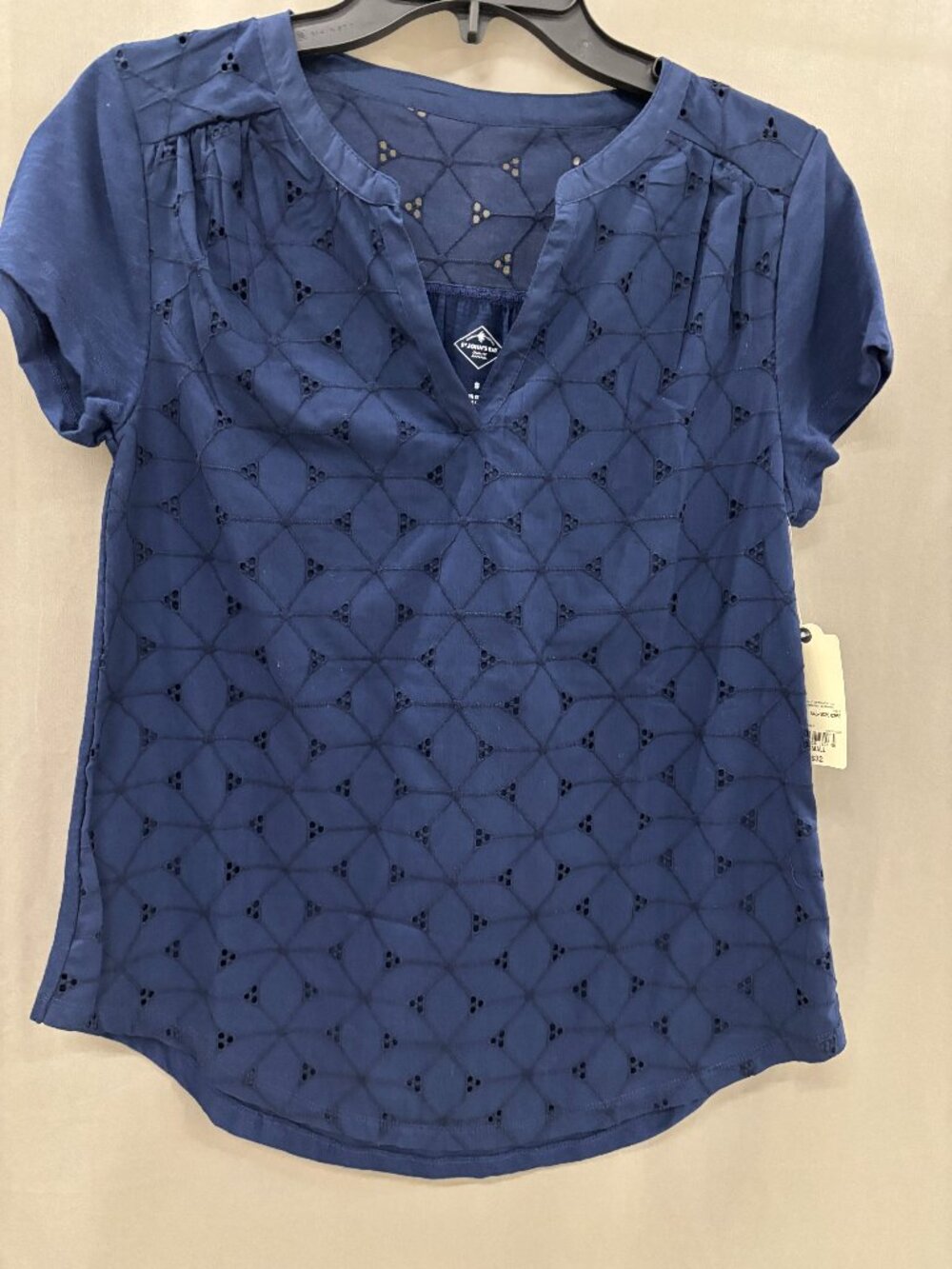 NEW Women's Blue Geometric Short Sleeve Blouse